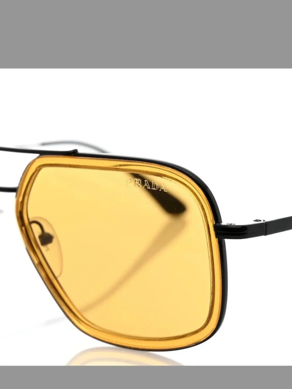 Prada Black + Yellow Aviator Sunglasses SPR 57X